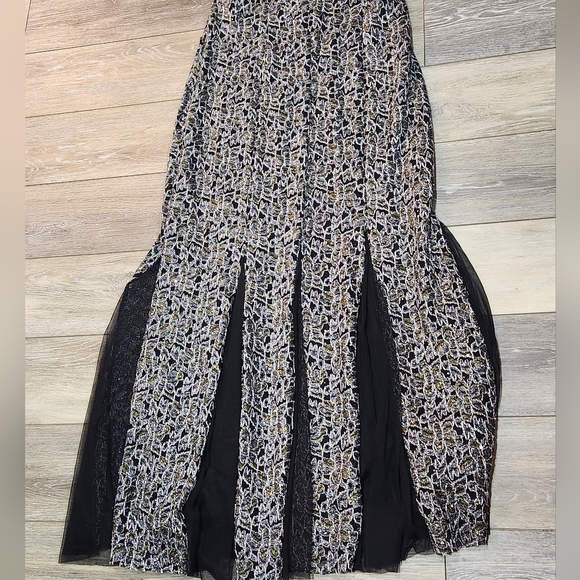 Chocolate Sequin Full Length Elegant Multicolor Sleeveless Dress - Picture 6 of 7